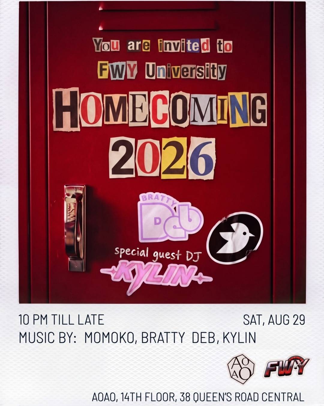 AOAO x FWY University Presents: HOMECOMING Party 2026 🎓