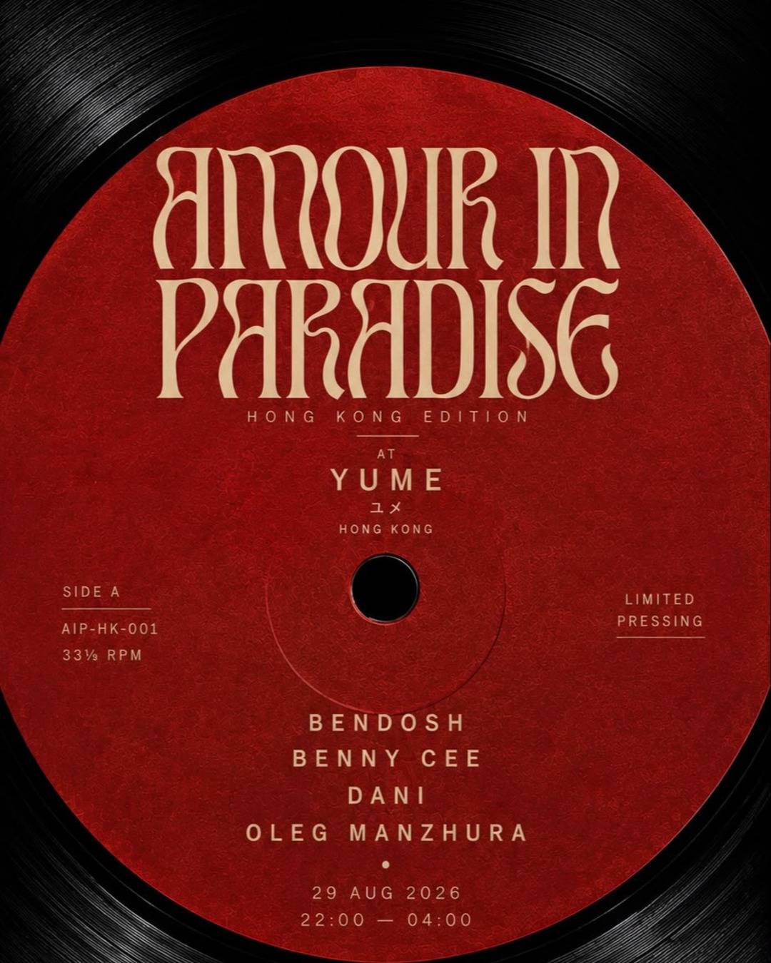 29/8 YUME PRESENTS Amour In Paradise